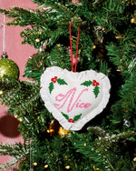 Naughty or Nice Ornament - cross stitch ornament