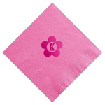 Disco Floral Initial Napkin, Fuchsia Foil