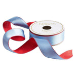 Cornflower & Red Reversible Satin Wired Ribbon - 10 Yard Spool