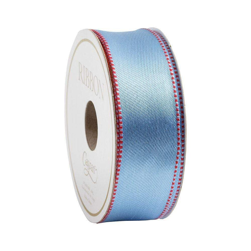 Cornflower & Red Reversible Satin Wired Ribbon - 10 Yard Spool