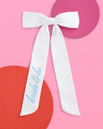 Something Blue Bow - White Satin Embroidered Bow