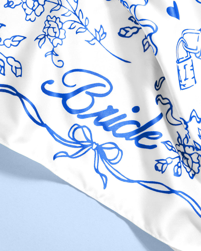 Something Blue Headscarf - White Silk Bride Head Scarf