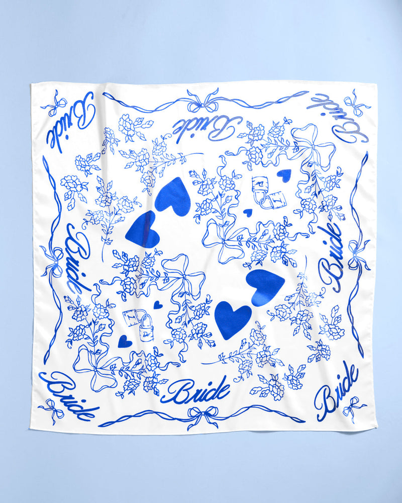 Something Blue Headscarf - White Silk Bride Head Scarf