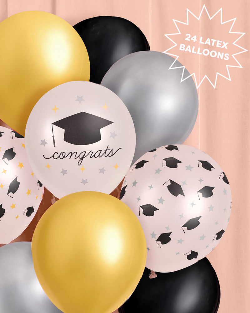 Congrats Grad Balloons, Pack of 24