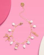 Bride Charm Bracelet - Gold, Rhinestones & Pearls