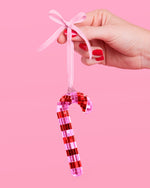 Disco Candy Cane Ornament - disco tiled ornament