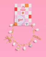 Bride Charm Bracelet - Gold, Rhinestones & Pearls