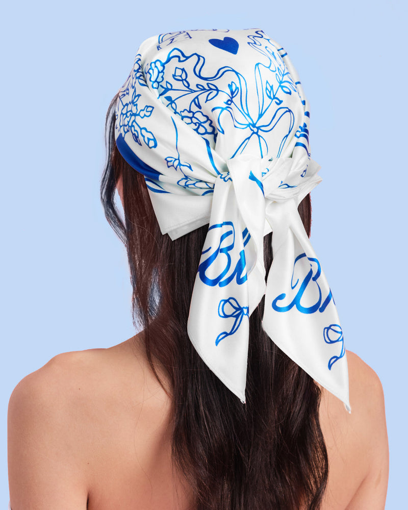 Something Blue Headscarf - White Silk Bride Head Scarf