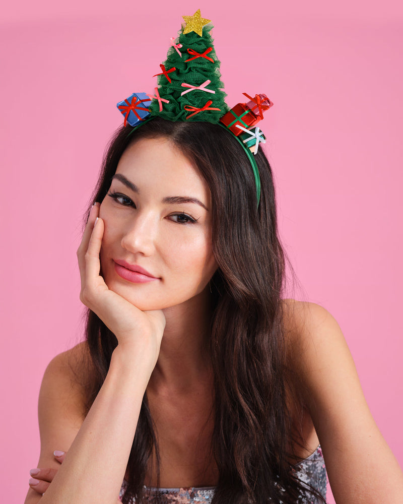 Christmas Tree Headband - green tulle headband