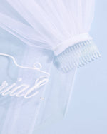 Marriage Material Veil - Embroidered Veil W/ Pearls