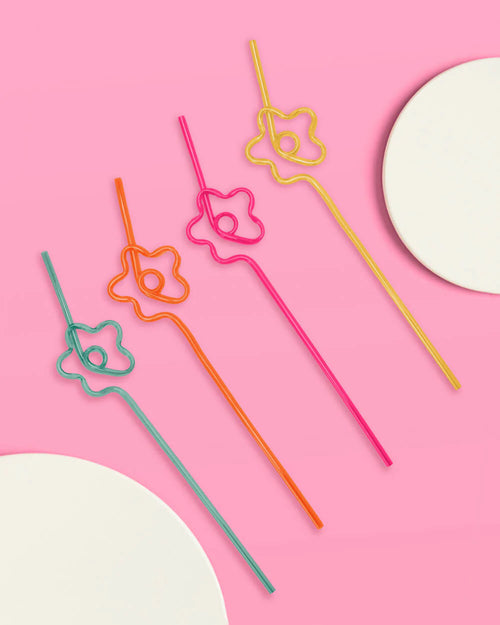 Flower Power Reusable Straws, Pack of 20