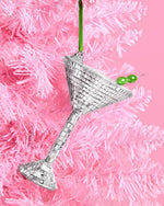 Disco Martini Ornament - silver disco ornament