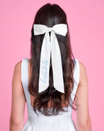 Something Blue Bow - White Satin Embroidered Bow