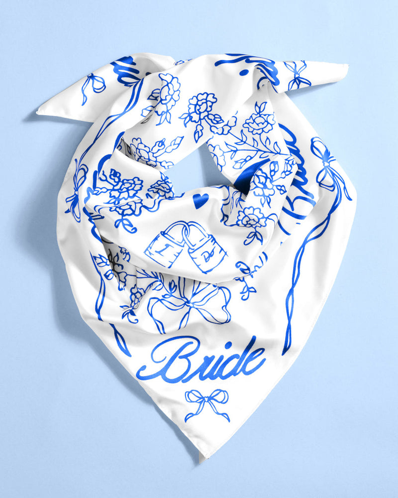 Something Blue Headscarf - White Silk Bride Head Scarf