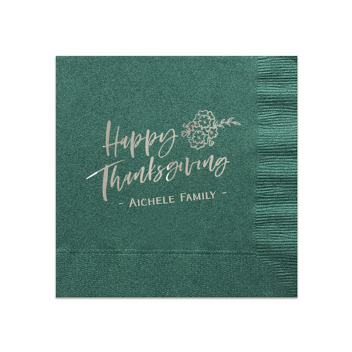 Happy Thanksgiving Napkins, Silver Foil