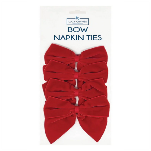 Red Bow Napkin Ties, Pack of 4