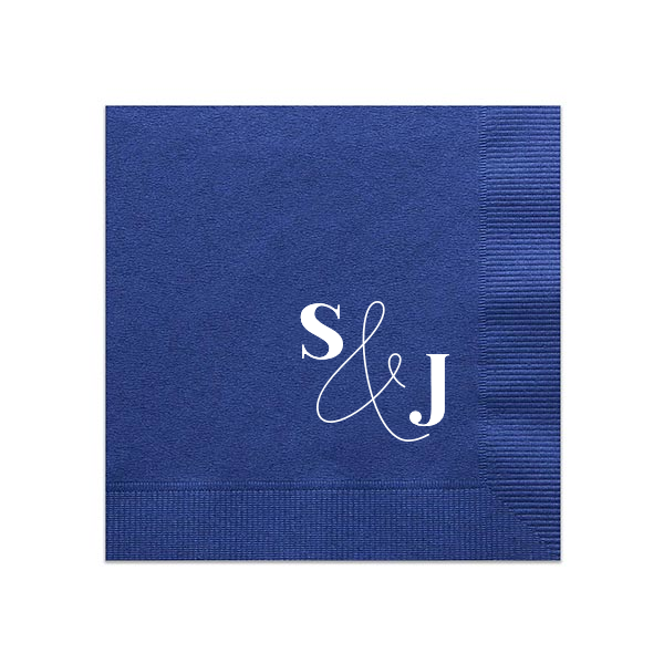 Bold & Modern Initials Personalized Napkin, White Foil