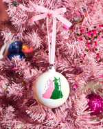 Pink Goes Good w. Green Ornament - iridescent ornament