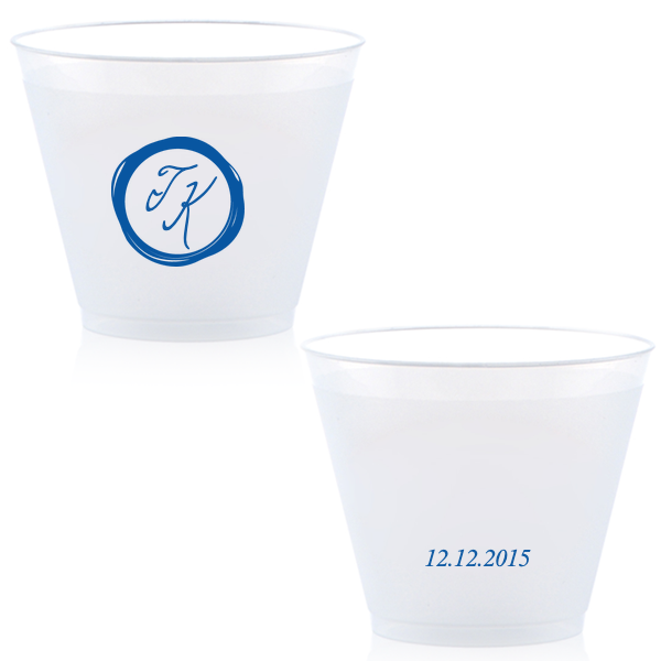 Wax Stamp Dates Custom Cup, Royal Blue Foil