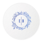 Floral Border Initials Coasters, Blue Foil