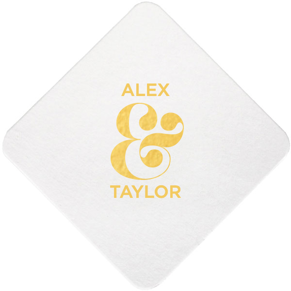 Ampersand Couple Coasters, Gold Foil