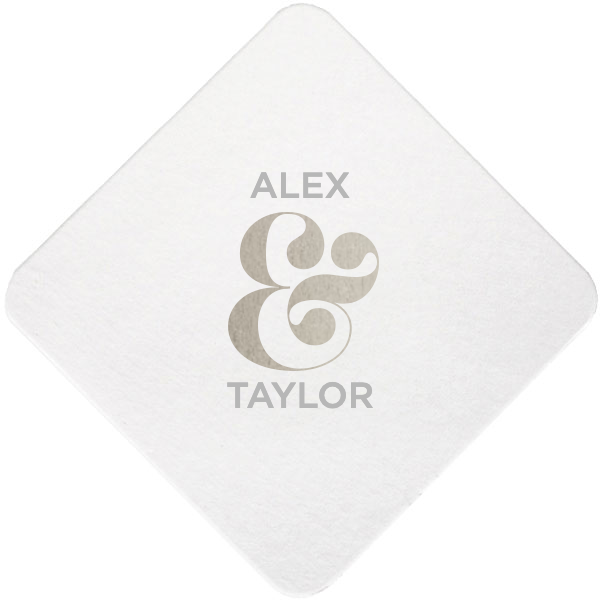 Ampersand Couple Coasters, Silver Foil