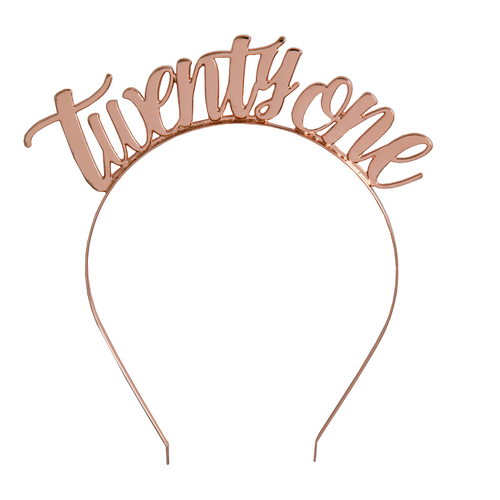 "Twenty One" Metal Headband - Rose Gold