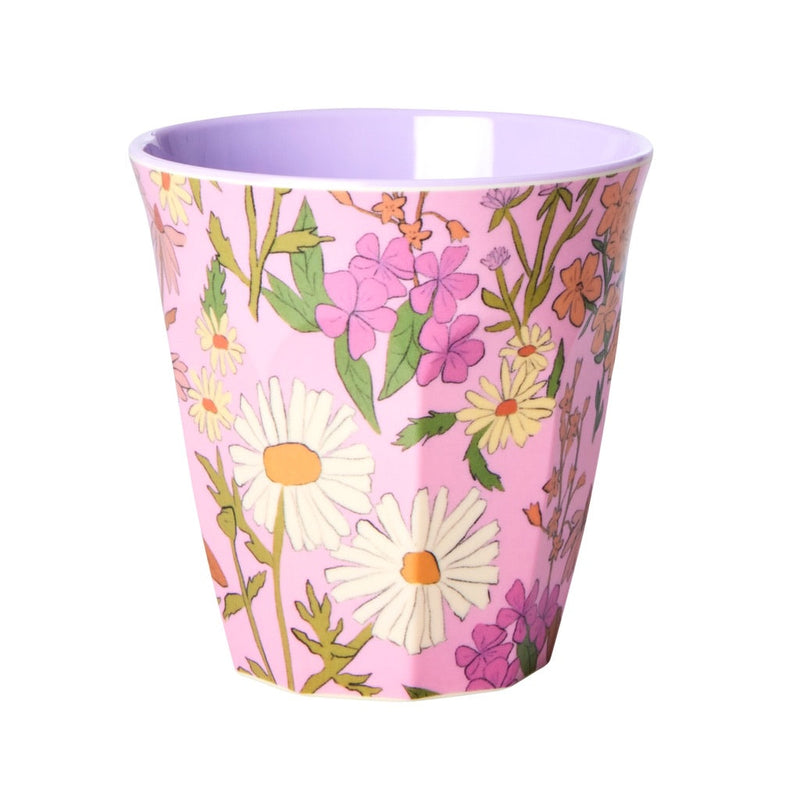 Soft Pink Daisy Print Medium Melamine Cup 