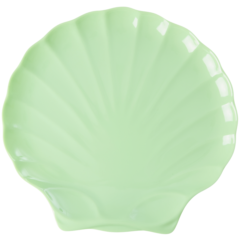Melamine Serving Dish in Sea Shell Shape - Neon Green - Extra Large