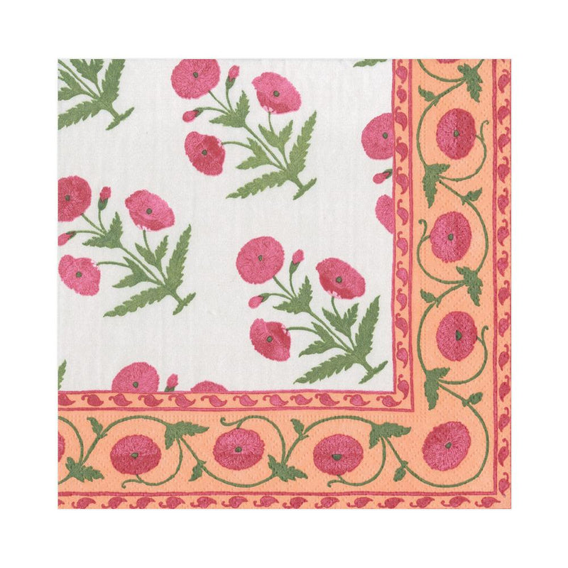 Indian Poppy Paper Luncheon Napkins in Fuchsia - 20 Per Package