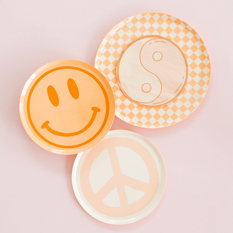 Peace & Love Smile Dessert Plates, Pack of 8