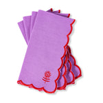 Icon Linen Napkins, Set of 4 - Lilac + Cherry