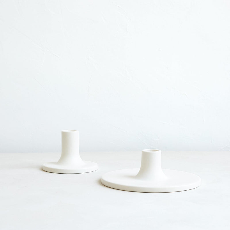 Ceramic Taper Holder, Matte White