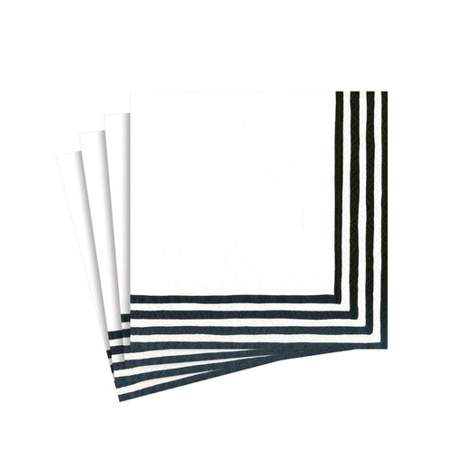 Border Stripe Paper Cocktail Napkins in Black & White - 20 Per Package 1