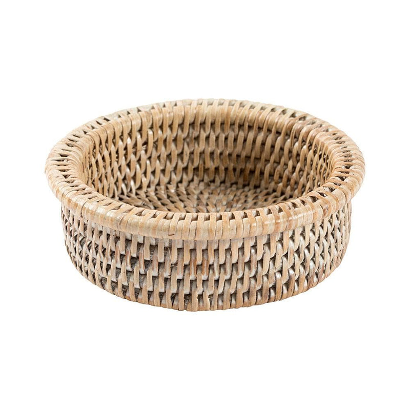 Rattan Wine Bottle Coaster in White Natural - 1 Each