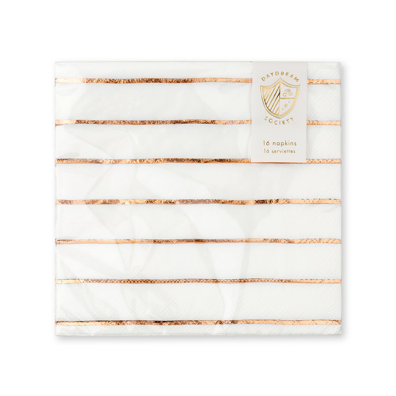 Rose Gold Frenchie Striped Large Napkins, Pack of 16