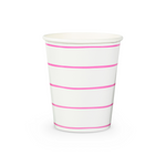 Cerise Frenchie Striped 9 oz Cups, Pack of 8