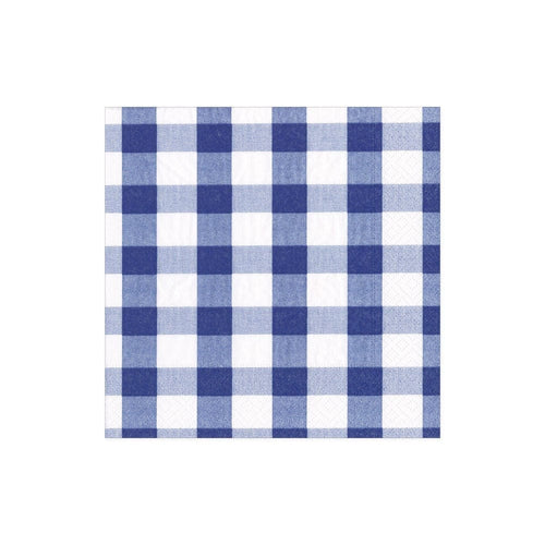 Gingham Paper Cocktail Napkins in Blue - 20 Per Package 1