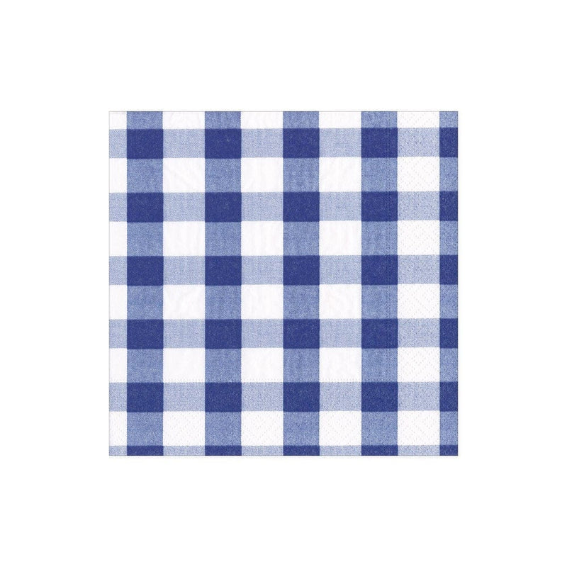 Gingham Paper Cocktail Napkins in Blue - 20 Per Package 1