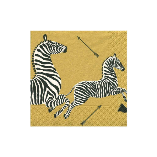 Zebras Paper Cocktail Napkins in Gold - 20 Per Package - 2 Packages