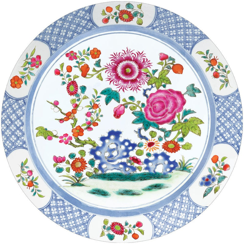 Chinese Floral Porcelain Round Paper Placemats - 12 Per Package
