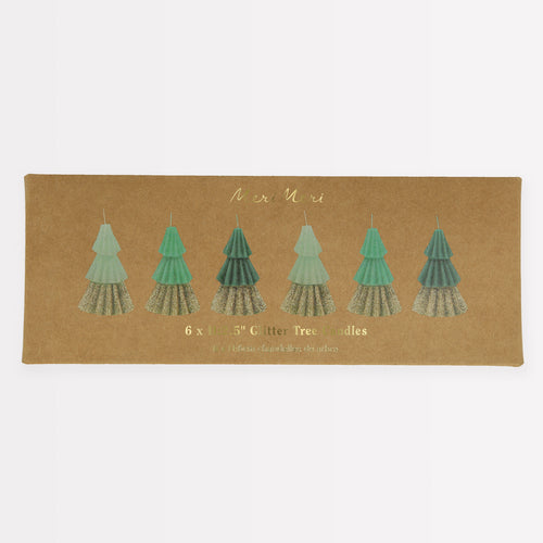 Green Mini Tree Candles, Pack of 6