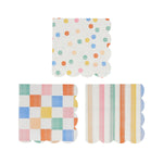 Colorful Pattern Small Napkins, Assorted Set of 16