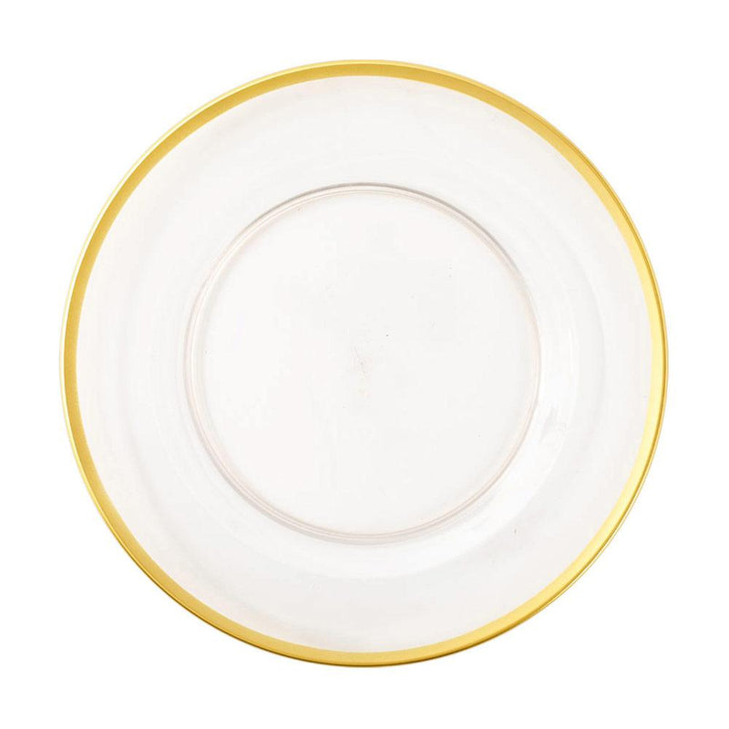 Acrylic Plate Charger in Clear with Gold Rim - 1 Each 1