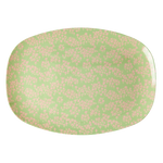 Melamine Rectangular Plate with Pink Flower Field Print