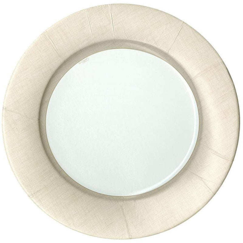 Linen Border Paper Dinner Plates in Natural - 8 Per Package 1
