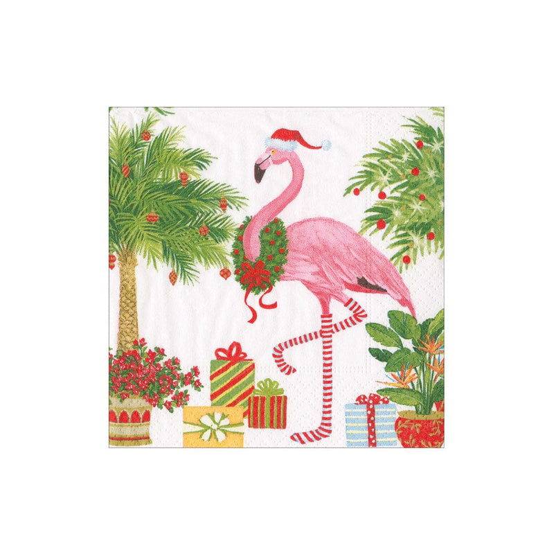 Caspari Christmas Flamingos Paper Cocktail Napkins - 20 Per Package 17240C