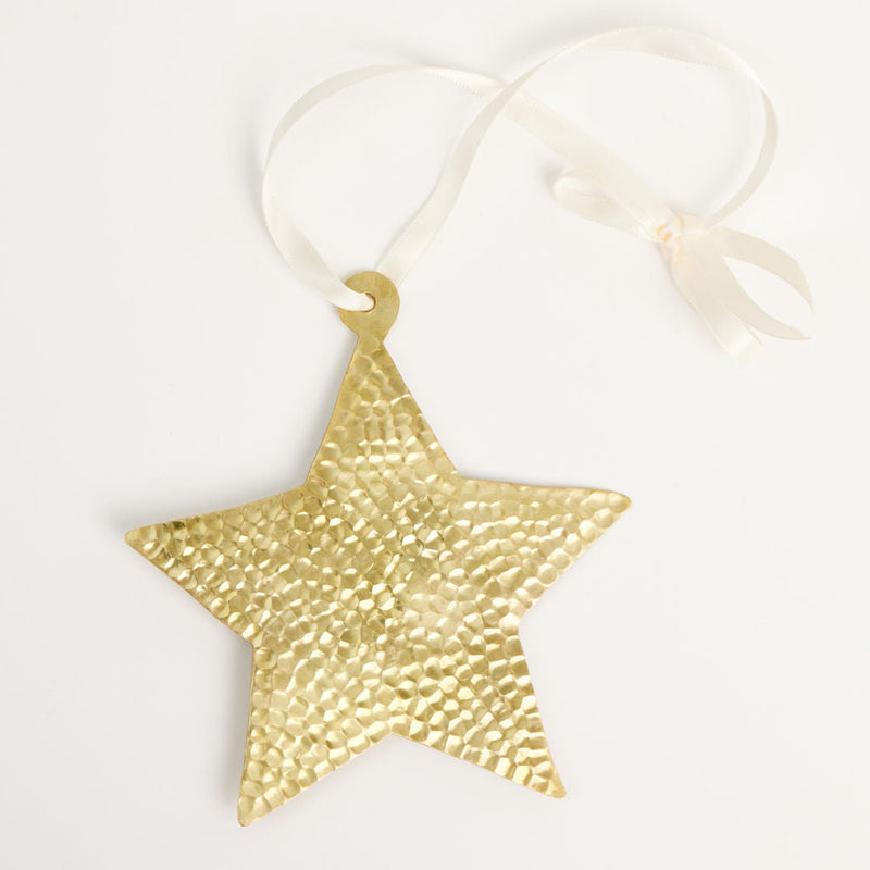 Hammered Brass Star Ornament