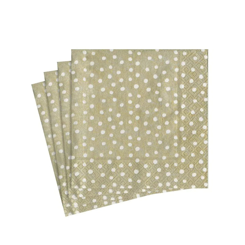 Small Dots Paper Cocktail Napkins in Platinum - 40 Per Package
