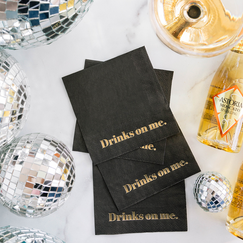 "Drinks On Me" Witty Cocktail Napkins, Pack of 20